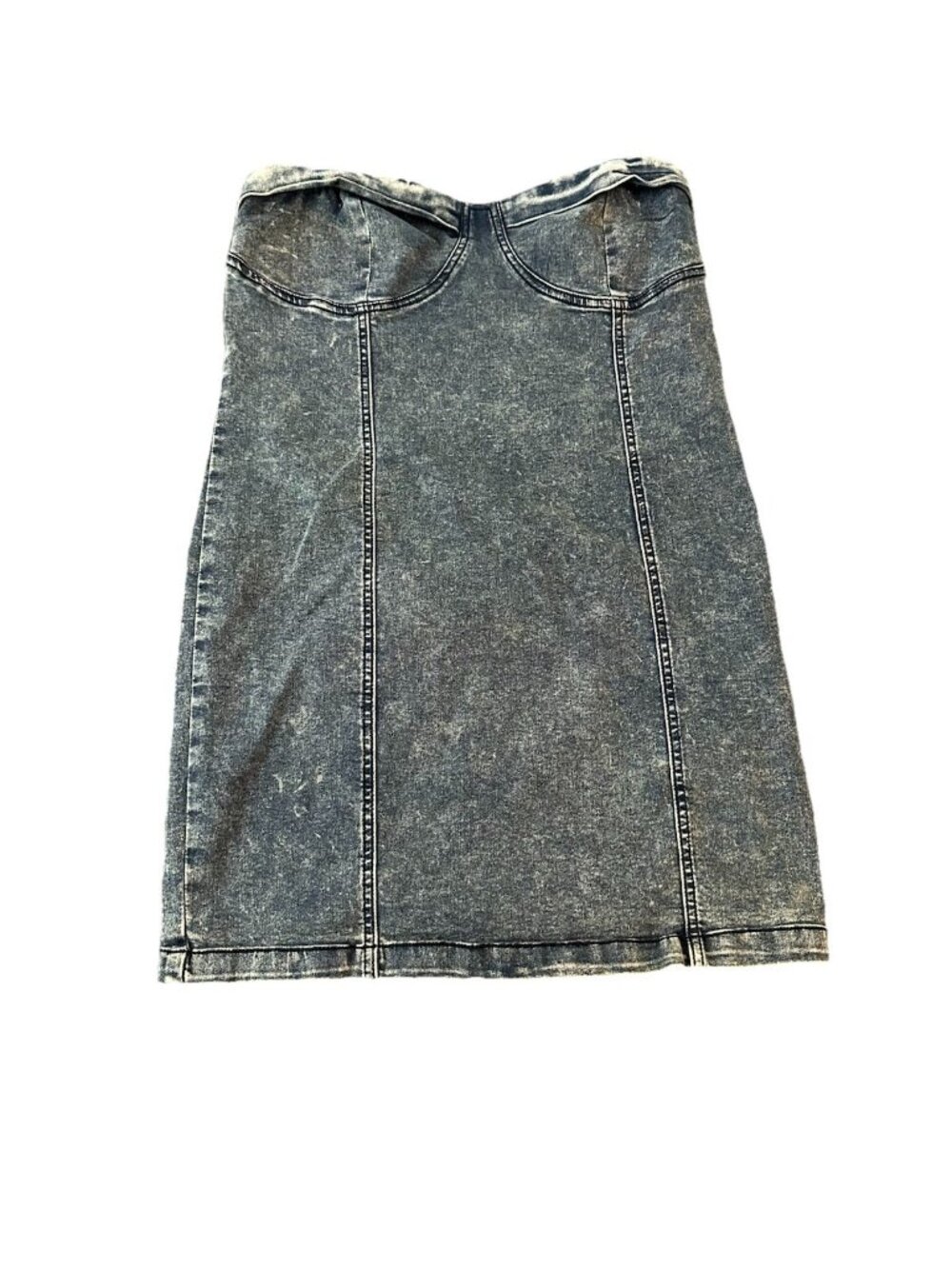Y2K Forever 21 Strapless Mini Denim Dress XL Stretch Festival Streetwear Indie